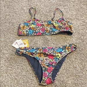 Roxy Multicolor Floral Bathing Suit Set
